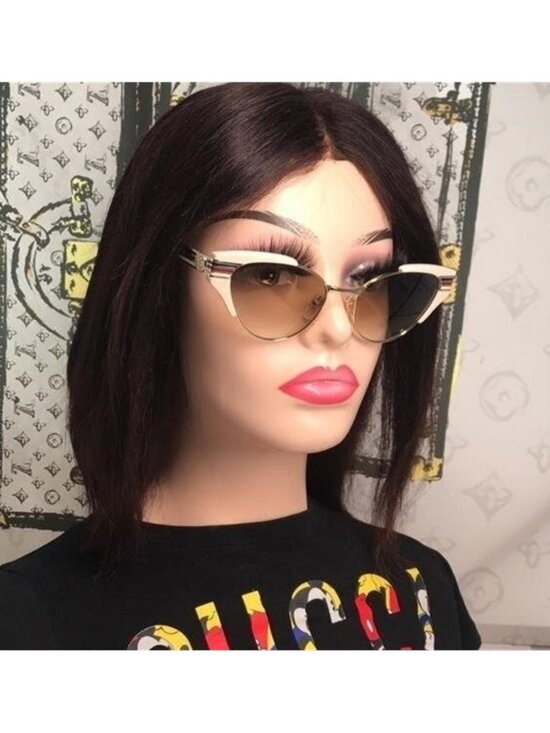 New Authentic Gucci GG0522S 005 Cat-Eye Sunglasses Ivory Brown Gradient main image 6